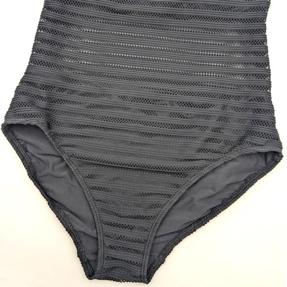 Lauren Ralph Lauren Women's Ottoman Mesh Square Neck One Piece Swimsuit Size 10 - Picture 4 of 14